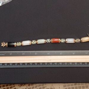 Vintage Asian Sterling And Jadite Bracelet Sterling 925